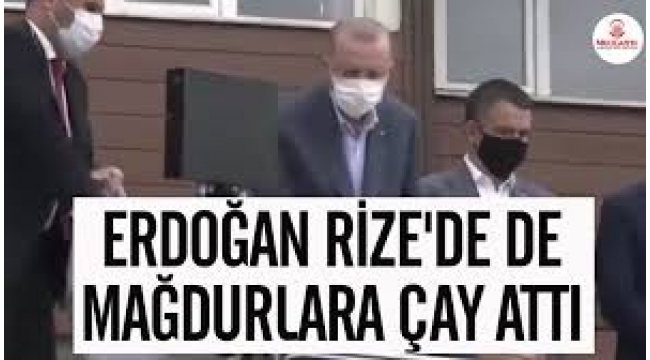 Erdoğan'ın sel felaketinin yaşandığı Rize'de vatandaşlara çay dağıtmasına tepki yağdı