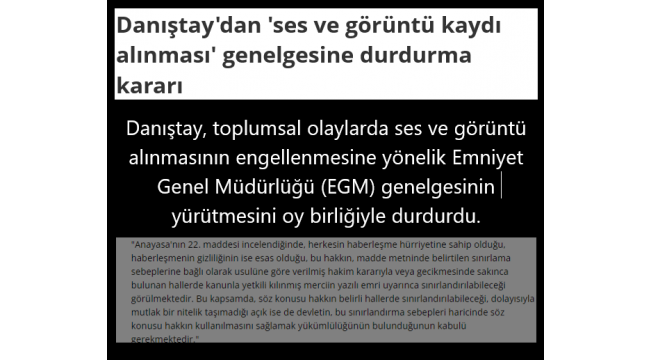 Danıştay, Emniyet'in tartışılan video çekimi genelgesine dur dedi